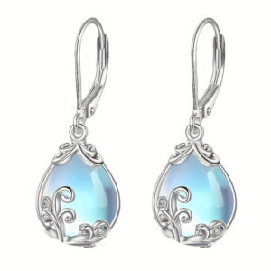 Moonstone Wave Waterdrop Earrings For Women