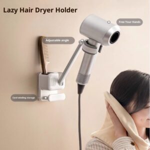 Lazy Hair Dryer Rack Bathroom Wall Hanging Hand-free