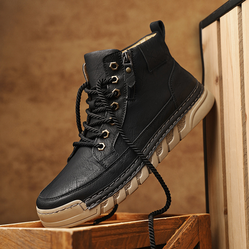 Autumn and Winter Outdoor Casual Men's Plus Size Martin Boots Fashion Trendy Versatile Thick Sole Mid-Cut Boots - Image 6