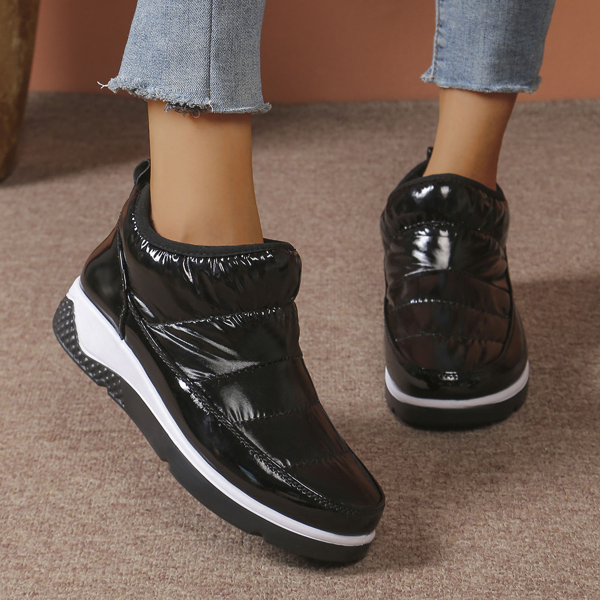 new short snow boots for women large size winter new canvas lined thick warm large size women's boots cotton shoes - Image 10